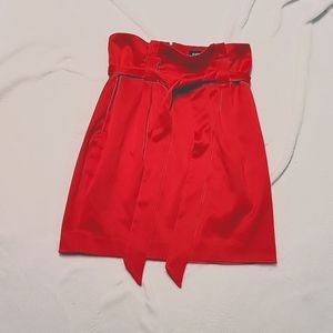 Red mini skirt!